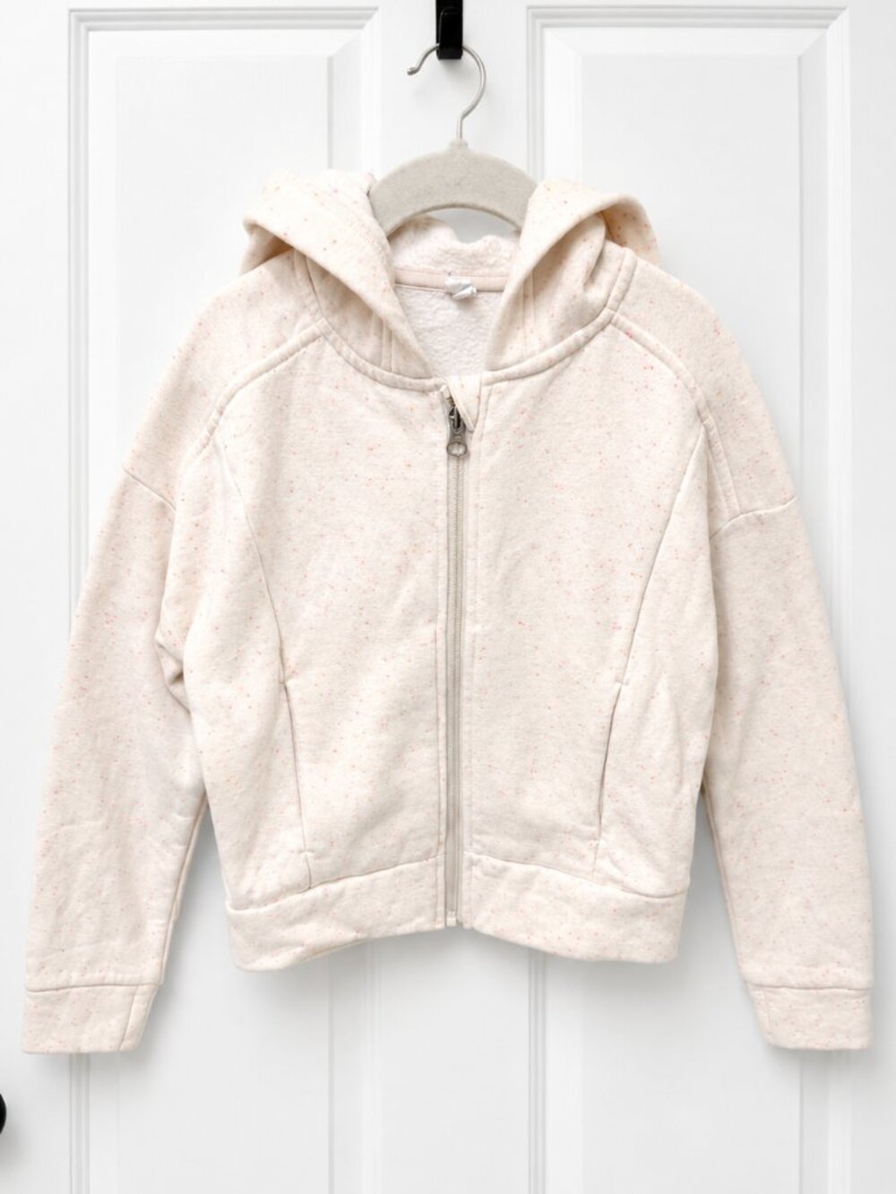 Zella Girls' Speckled Zip-Up Hoodie in White - Size M
